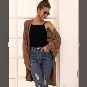 Open Front Midi Slouchy Cardigan